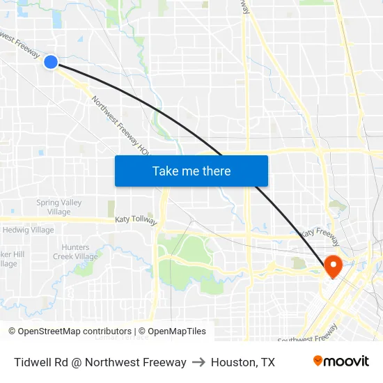 Tidwell Rd @ Northwest Freeway to Houston, TX map