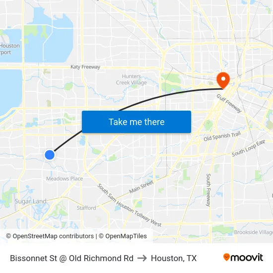 Bissonnet St @ Old Richmond Rd to Houston, TX map