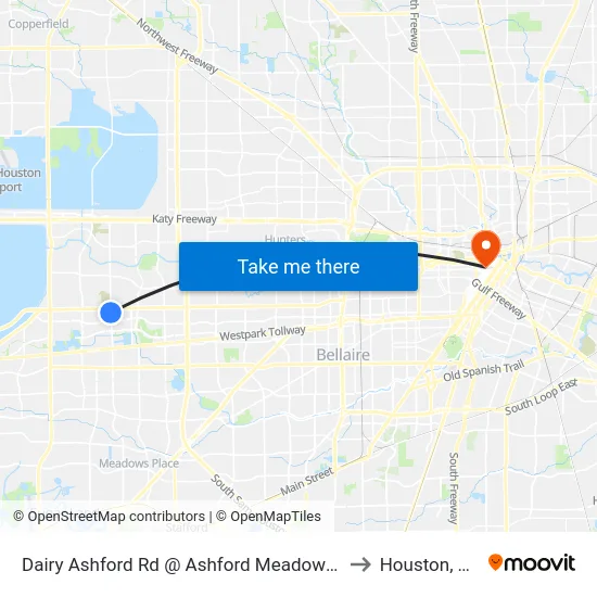 Dairy Ashford Rd @ Ashford Meadow D to Houston, TX map