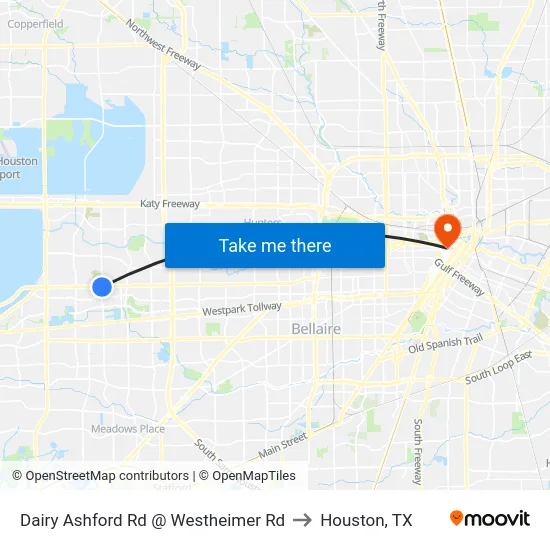 Dairy Ashford Rd @ Westheimer Rd to Houston, TX map