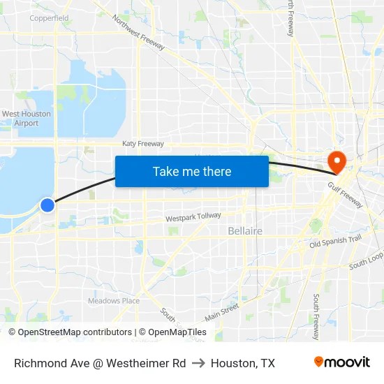 Richmond Ave @ Westheimer Rd to Houston, TX map