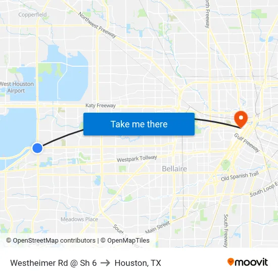 Westheimer Rd @ Sh 6 to Houston, TX map