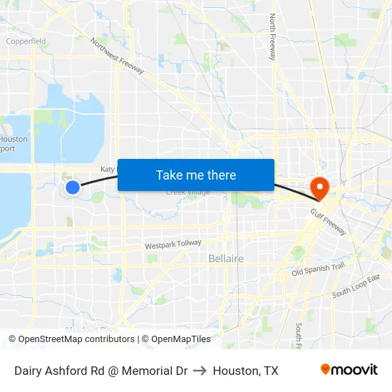 Dairy Ashford Rd @ Memorial Dr to Houston, TX map