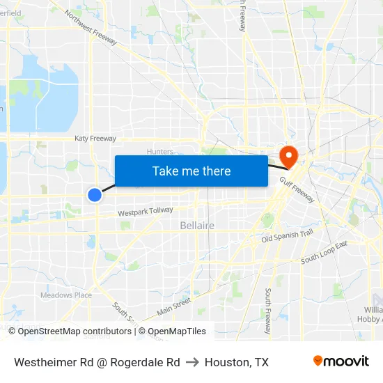 Westheimer Rd @ Rogerdale Rd to Houston, TX map