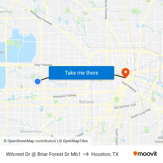Wilcrest Dr @ Briar Forest Dr Mb1 to Houston, TX map
