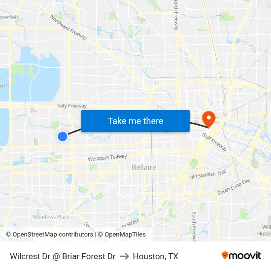 Wilcrest Dr @ Briar Forest Dr to Houston, TX map