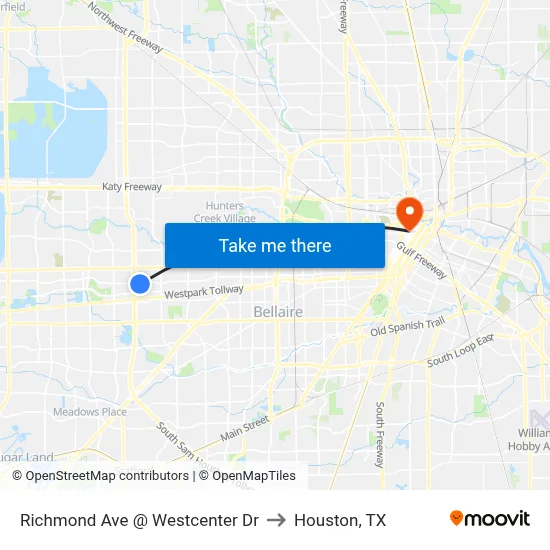 Richmond Ave @ Westcenter Dr to Houston, TX map
