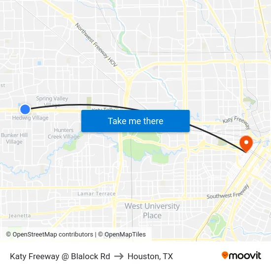 Katy Freeway @ Blalock Rd to Houston, TX map
