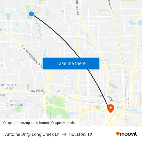 Antoine Dr @ Long Creek Ln to Houston, TX map