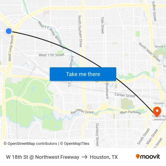 W 18th St @ Northwest Freeway to Houston, TX map