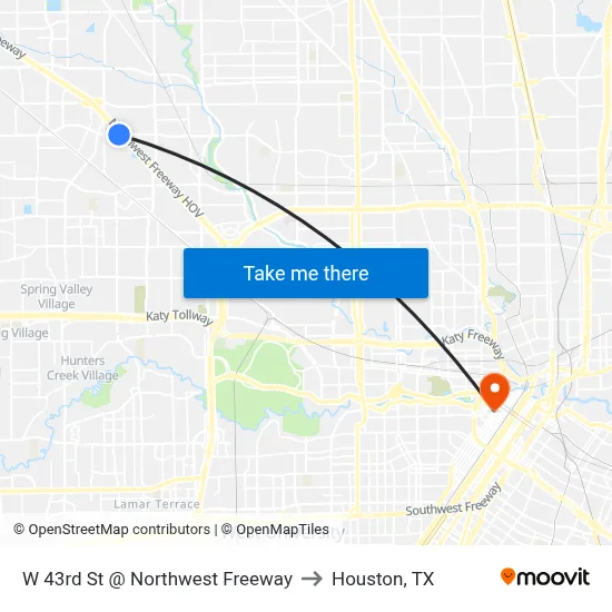 W 43rd St @ Northwest Freeway to Houston, TX map