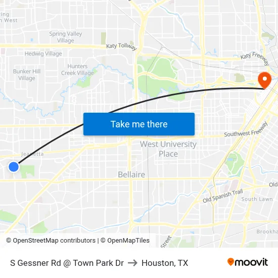 S Gessner Rd @ Town Park Dr to Houston, TX map