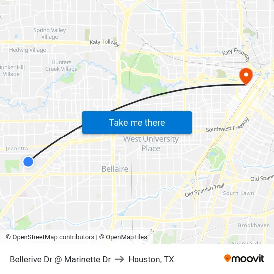 Bellerive Dr @ Marinette Dr to Houston, TX map