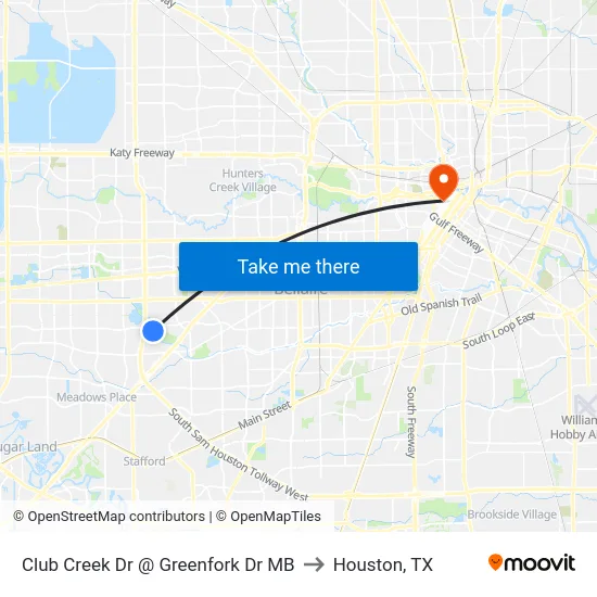 Club Creek Dr @ Greenfork Dr MB to Houston, TX map