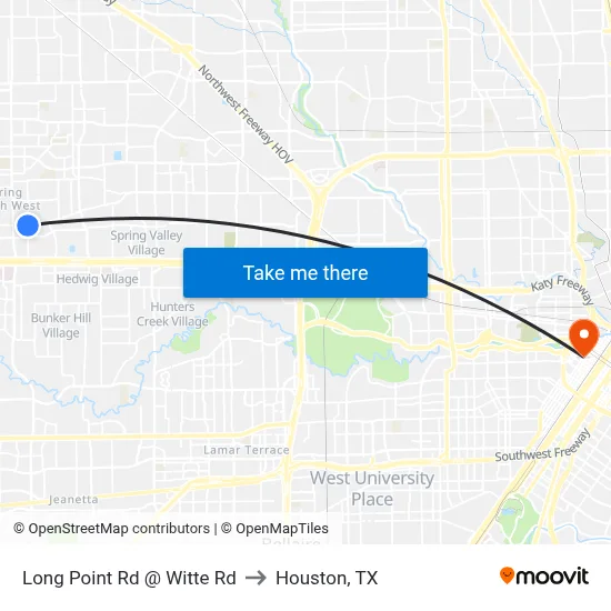 Long Point Rd @ Witte Rd to Houston, TX map