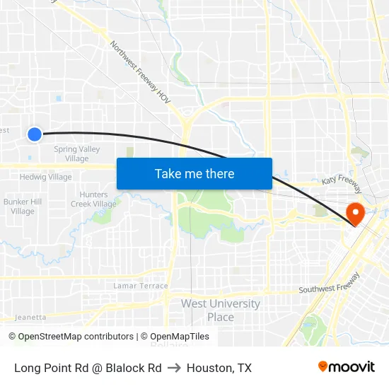 Long Point Rd @ Blalock Rd to Houston, TX map