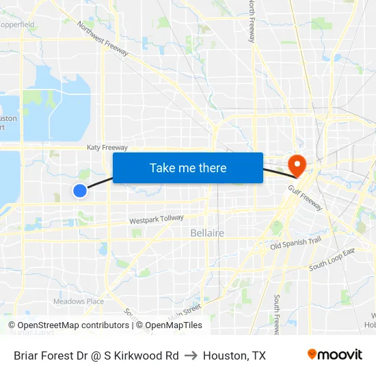 Briar Forest Dr @ S Kirkwood Rd to Houston, TX map