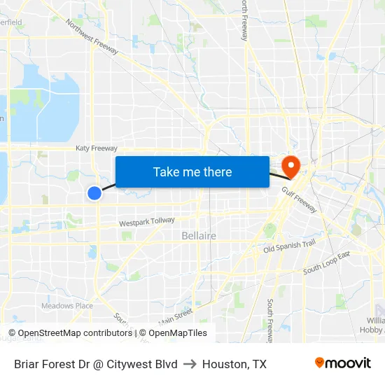 Briar Forest Dr @ Citywest Blvd to Houston, TX map