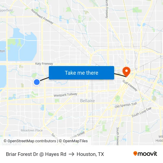 Briar Forest Dr @ Hayes Rd to Houston, TX map