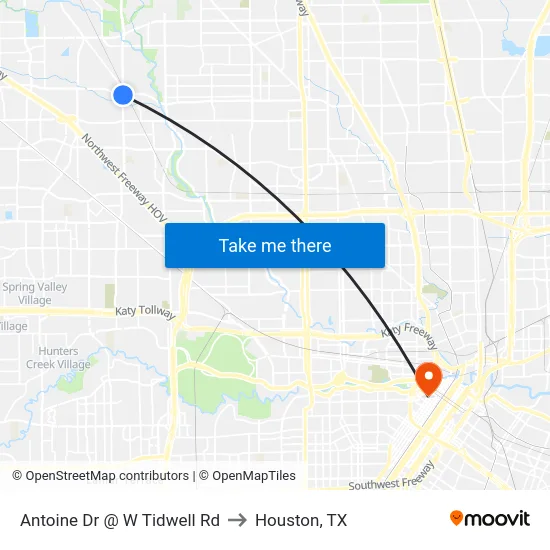 Antoine Dr @ W Tidwell Rd to Houston, TX map