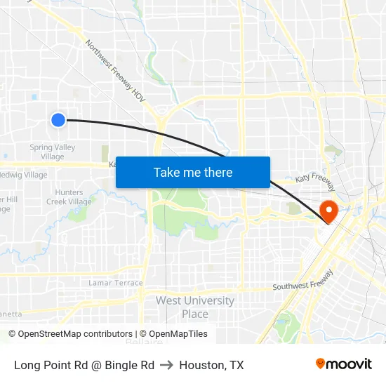 Long Point Rd @ Bingle Rd to Houston, TX map