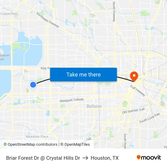 Briar Forest Dr @ Crystal Hills Dr to Houston, TX map