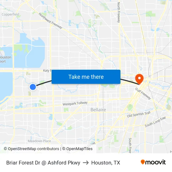Briar Forest Dr @ Ashford Pkwy to Houston, TX map