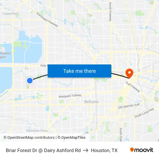 Briar Forest Dr @ Dairy Ashford Rd to Houston, TX map