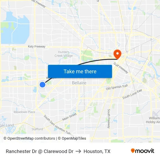 Ranchester Dr @ Clarewood Dr to Houston, TX map