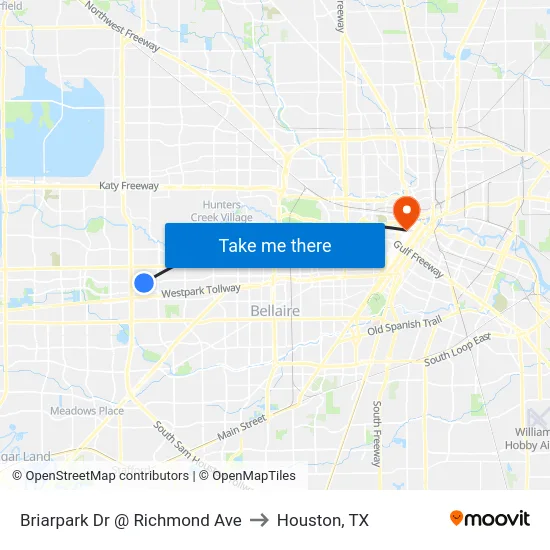 Briarpark Dr @ Richmond Ave to Houston, TX map