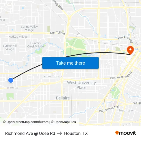 Richmond Ave @ Ocee Rd to Houston, TX map