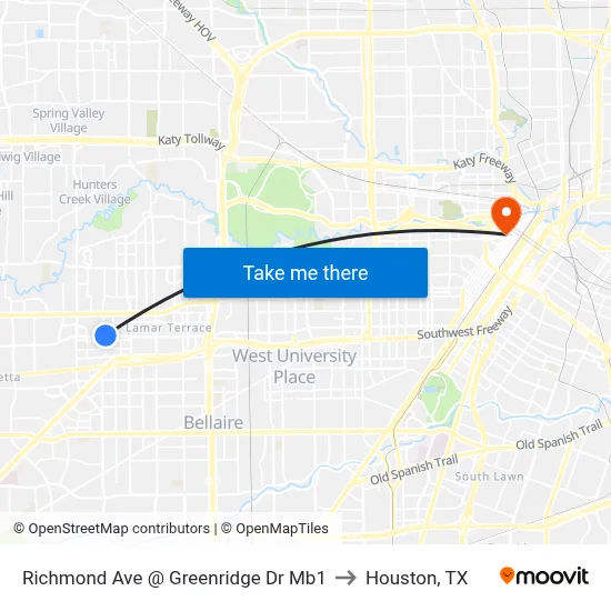Richmond Ave @ Greenridge Dr Mb1 to Houston, TX map