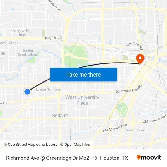 Richmond Ave @ Greenridge Dr Mb2 to Houston, TX map