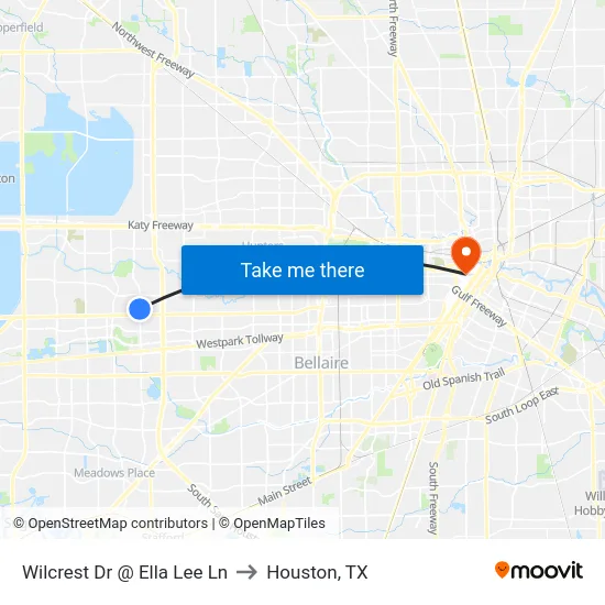 Wilcrest Dr @ Ella Lee Ln to Houston, TX map