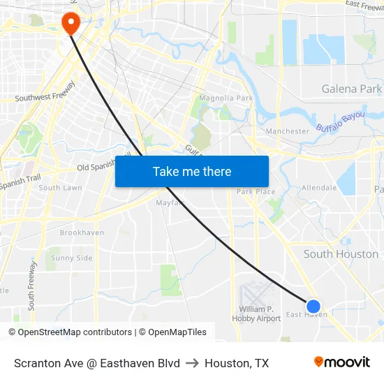 Scranton Ave @ Easthaven Blvd to Houston, TX map