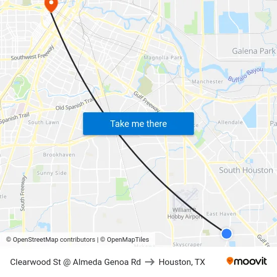 Clearwood St @ Almeda Genoa Rd to Houston, TX map