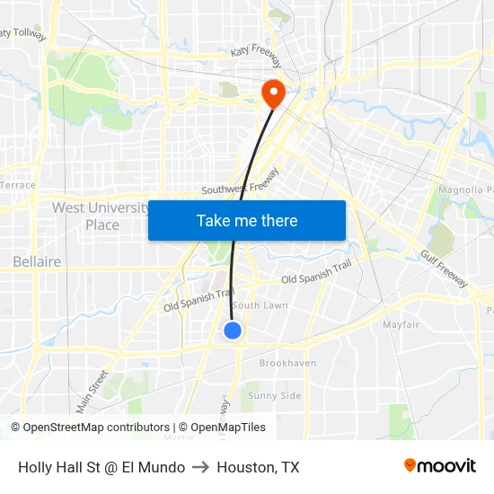 Holly Hall St @ El Mundo to Houston, TX map