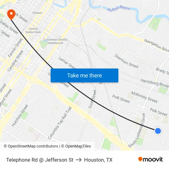 Telephone Rd @ Jefferson St to Houston, TX map