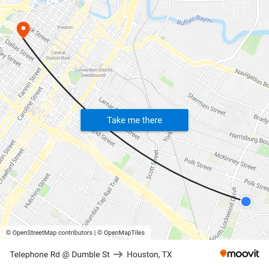 Telephone Rd @ Dumble St to Houston, TX map