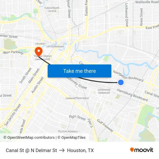 Canal St @ N Delmar St to Houston, TX map