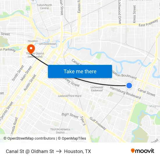 Canal St @ Oldham St to Houston, TX map
