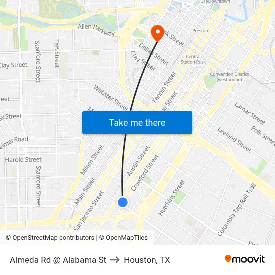 Almeda Rd @ Alabama St to Houston, TX map