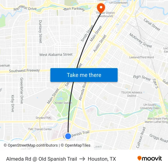 Almeda Rd @ Old Spanish Trail to Houston, TX map