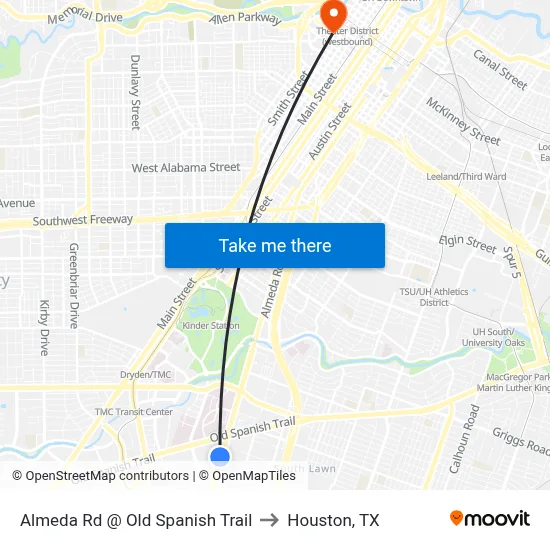 Almeda Rd @ Old Spanish Trail to Houston, TX map
