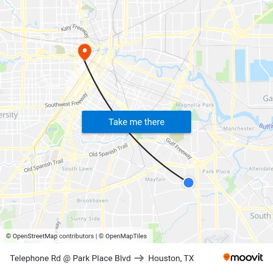 Telephone Rd @ Park Place Blvd to Houston, TX map