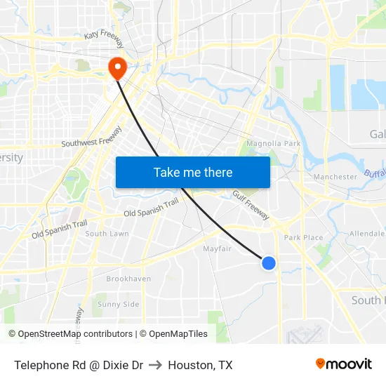 Telephone Rd @ Dixie Dr to Houston, TX map