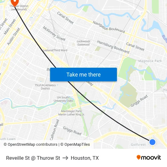 Reveille St @ Thurow St to Houston, TX map