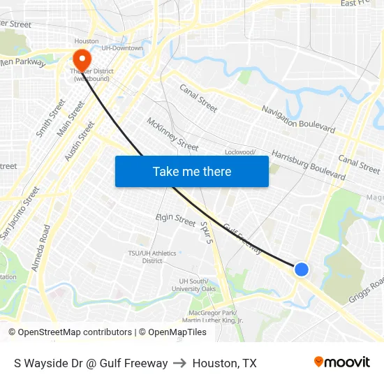 S Wayside Dr @ Gulf Freeway to Houston, TX map