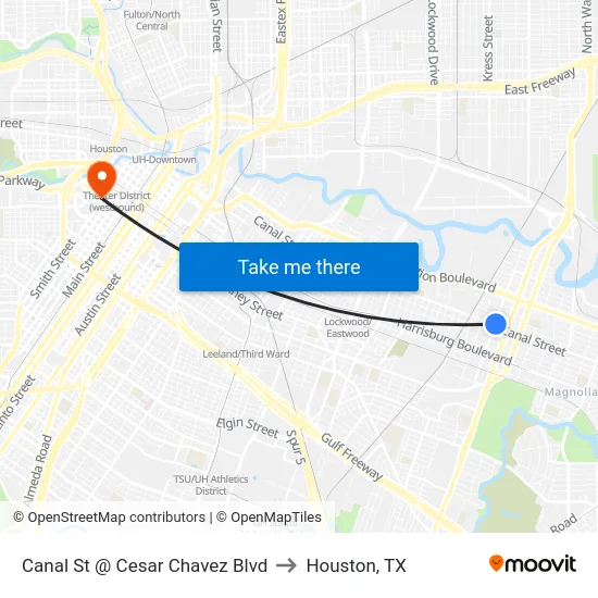 Canal St @ Cesar Chavez Blvd to Houston, TX map