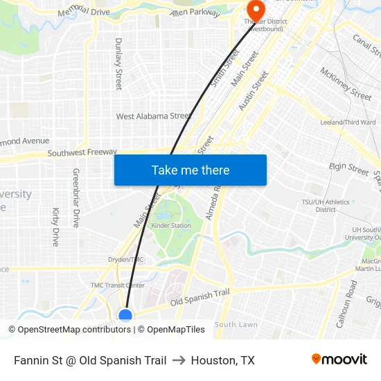 Fannin St @ Old Spanish Trail to Houston, TX map